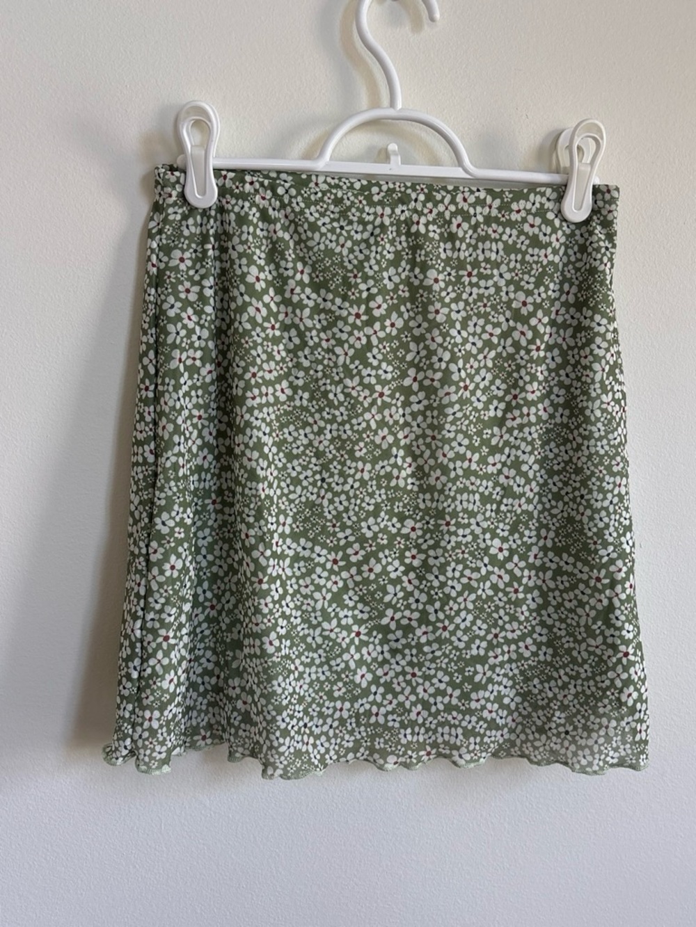 SHEIN Olive Green Floral A-Line Skirt